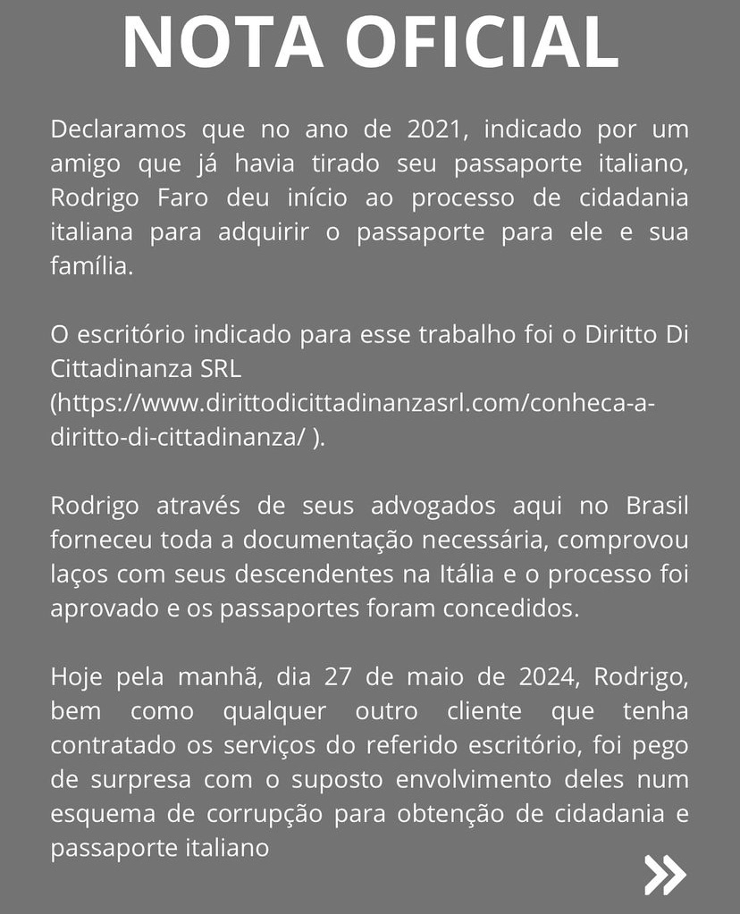 “Dançou gatinho?” Rodrigo Faro se manifesta sobre acusação por esquema de corrupção de cidadania na Itália: 'Pego de surpresa'